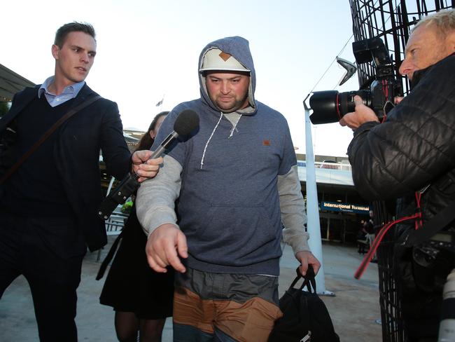 Brett Eldridge arriving at Sydney international airport this morning. Picture: Carly Earl