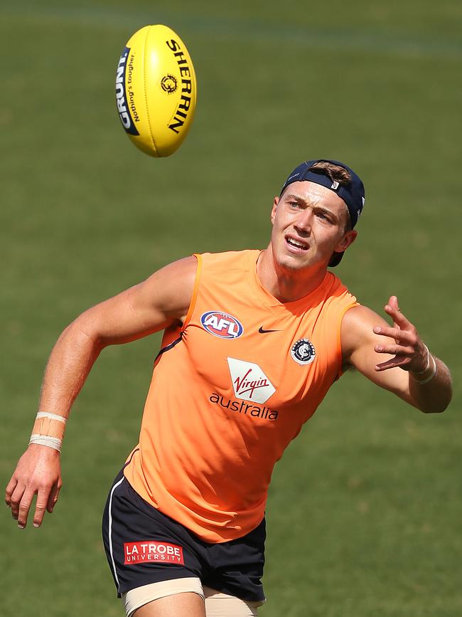 But Carlton co-captain Patrick Cripps scored 29 more points than the Geelong star on Saturday. Picture: Michael Dodge/Getty Images.