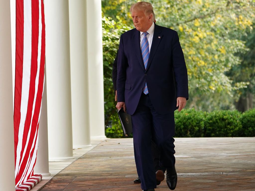 President Trump, above arriving at the White House Rose Garden in September, reportedly will have to be ‘told’ to leave, perhaps by his daughter. Picture: Mandel Ngan/ AFP