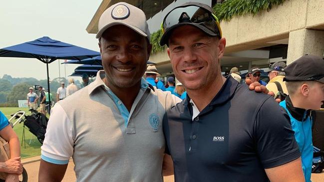 David Warner meeting Brian Lara for Warners Instagram. davidwarner31 Verified Great to catch up with the legend himself. Maybe one day I will get another chance to Knock 400 off 😂😂. @brianlaraofficial