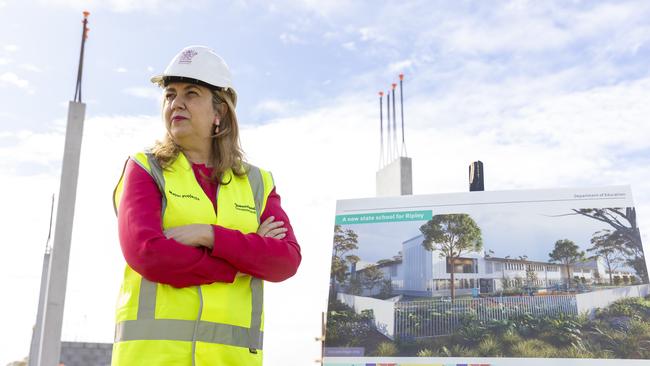 Queensland Premier Annastacia Palaszczuk visits the site of the new Ripley State School. Picture: NewsWire / Sarah Marshall