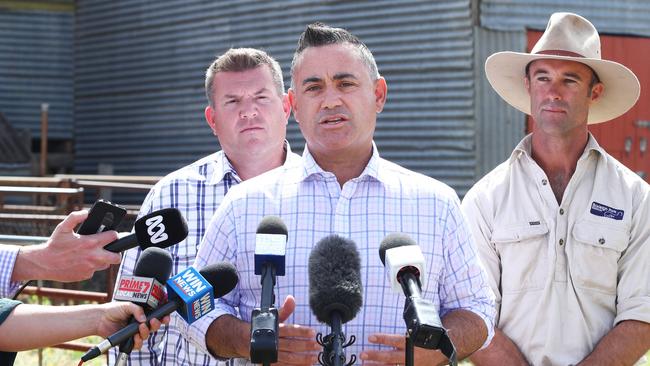 Dugald Saunders (left) who won Dubbo, bringing the coalition to 47 seats. Picture: John Feder