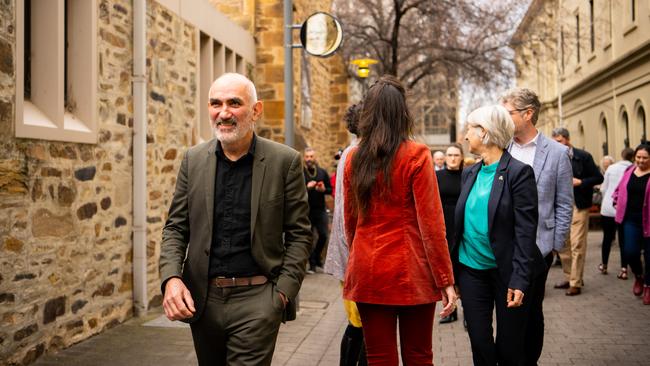 Paul Kelly in Paul Kelly Lane, in the City of Adelaide, named in his honour on August 4. Picture: Morgan Sette