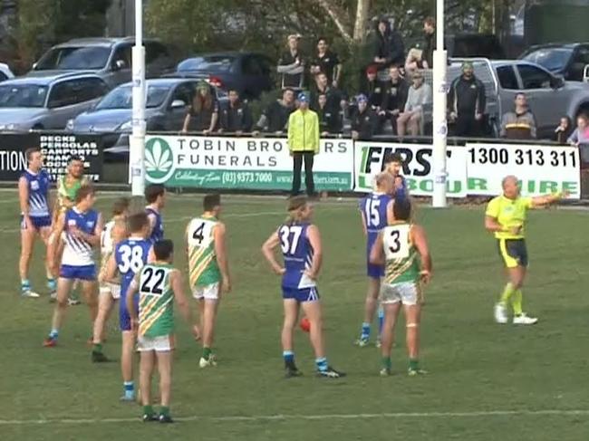 A free kick was paid against East Ringwood runner Cameron Crowley for coaching.