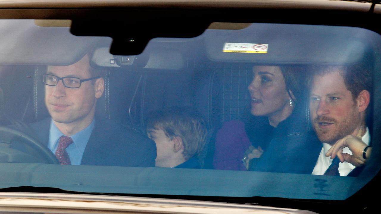 Prince William behind the wheel as he, Prince George, Kate Middleton and Prince Harry attend a Christmas lunch in 2016. Picture: Max Mumby/Indigo/Getty Images