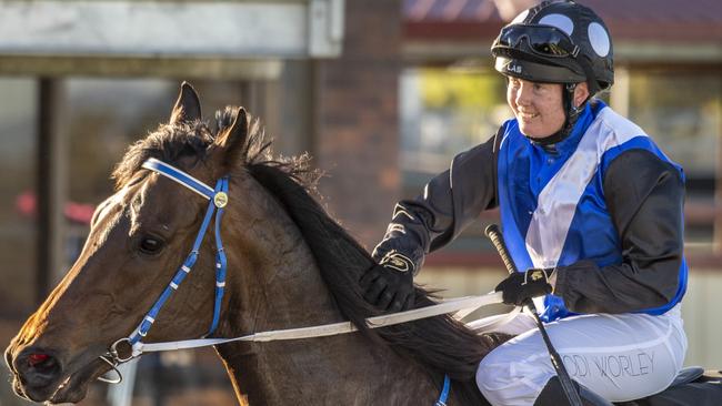 Jodi Worley (pictured) rides Flying Banjo for trainer Paul Grills.