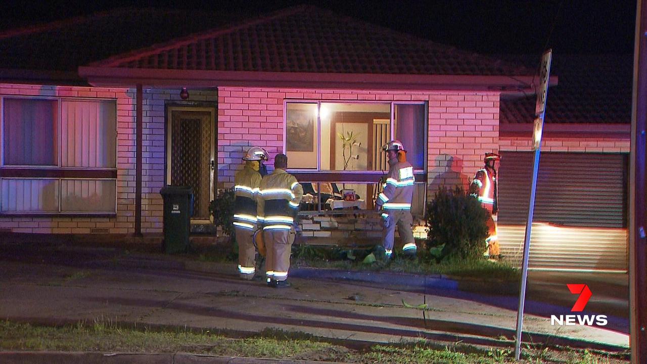 A 28-year-old Darlington man has been reported for drink driving after, crashing his car into a house and car at Semaphore South. Picture: 7News