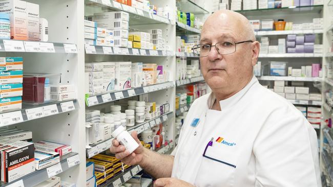 Busiko's Pharmacy Toowoomba owner pharmacist Boyd Busiko reacts to the federal budget, Monday, May 15, 2023. Picture: Kevin Farmer