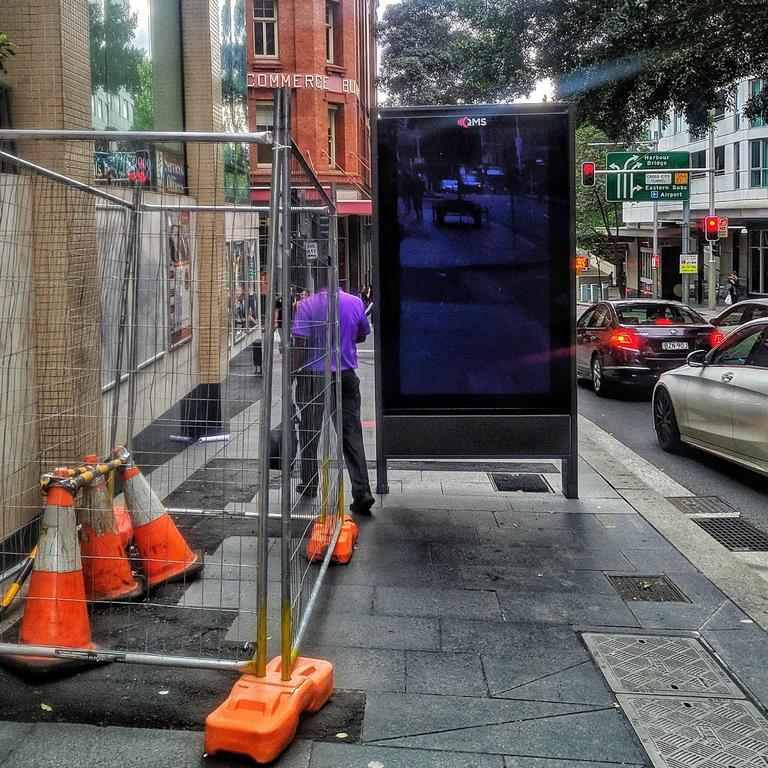 New Sydney billboards are being slammed for blocking foot traffic. Picture: Reddit