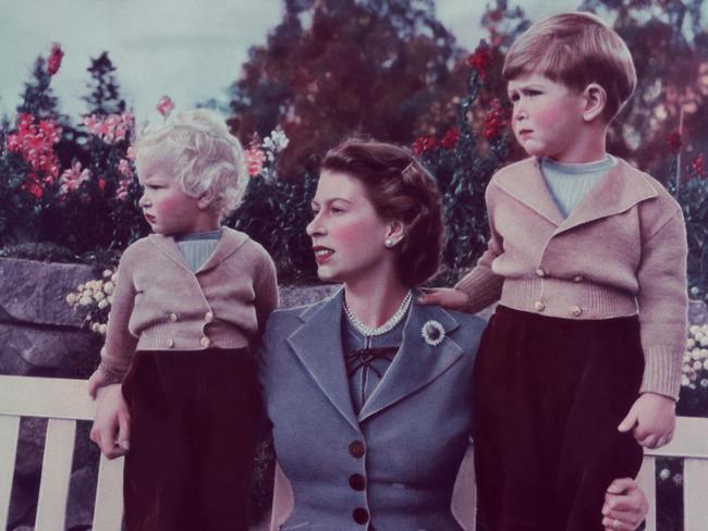 The Queen with her children Princess Anne and then Prince Charles at her beloved Balmoral in 1952. Picture: Getty Images