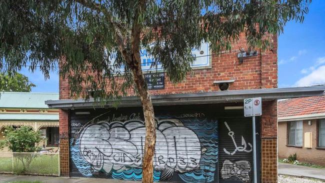 The facade still bares the ‘Footscray and District Angling Club’ sign.