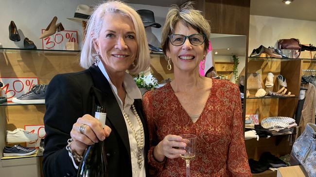 Marni Smith (left) and Sharon Ramsey at M'Lady's 40th anniversary party in Mackay on July 22. Picture: Duncan Evans