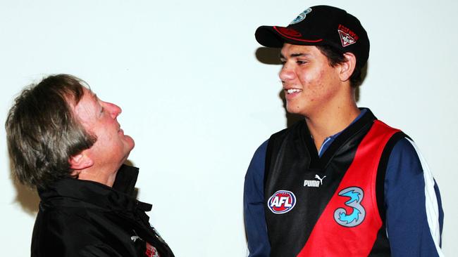 Kevin Sheedy with Essendon's No. 1 pick Patrick Ryder (Paddy Ryder). 2005 AFL National Draft at Telstra Dome.