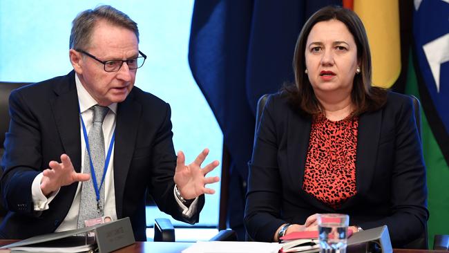 Former Queensland premier Annastacia Palaszczuk with then chief of staff Jim Murphy in March 2020. File picture: Dan Peled