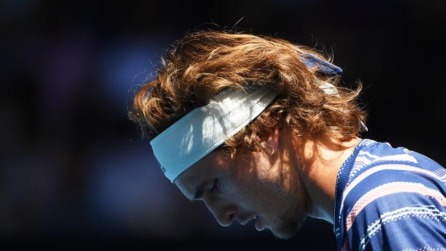 Alexander Zverev has no answers in the first set against a Stan Wawrinka. Picture: Hannah Peters/Getty