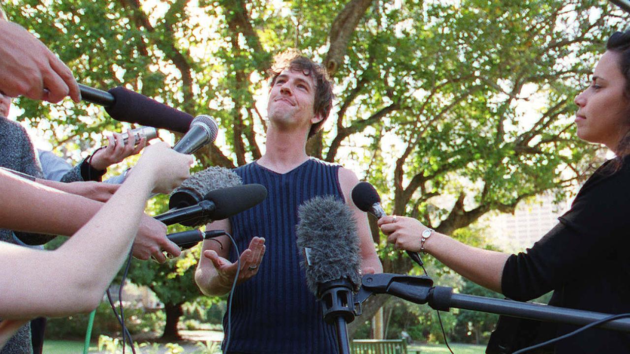 Jones fronts the press in October 2001. Picture: Anthony Weate