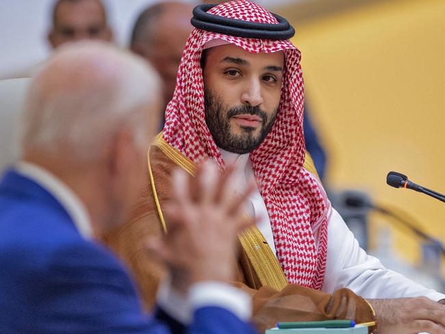 Joe Biden with Saudi Crown Prince Mohammed bin Salman. Picture: AFP