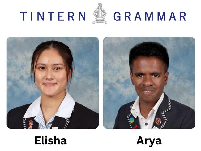 Tintern Grammar College captains for 2025: Elisha and Arya.