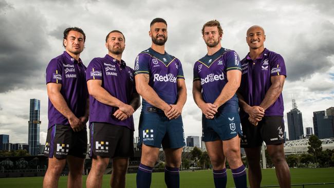 Jesse Bromwich (C) will miss the Storm’s season-opener against the Tigers. Picture: Getty