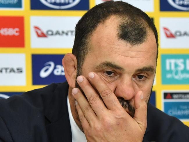 A dejected Michael Cheika after the loss. Picture: AAP