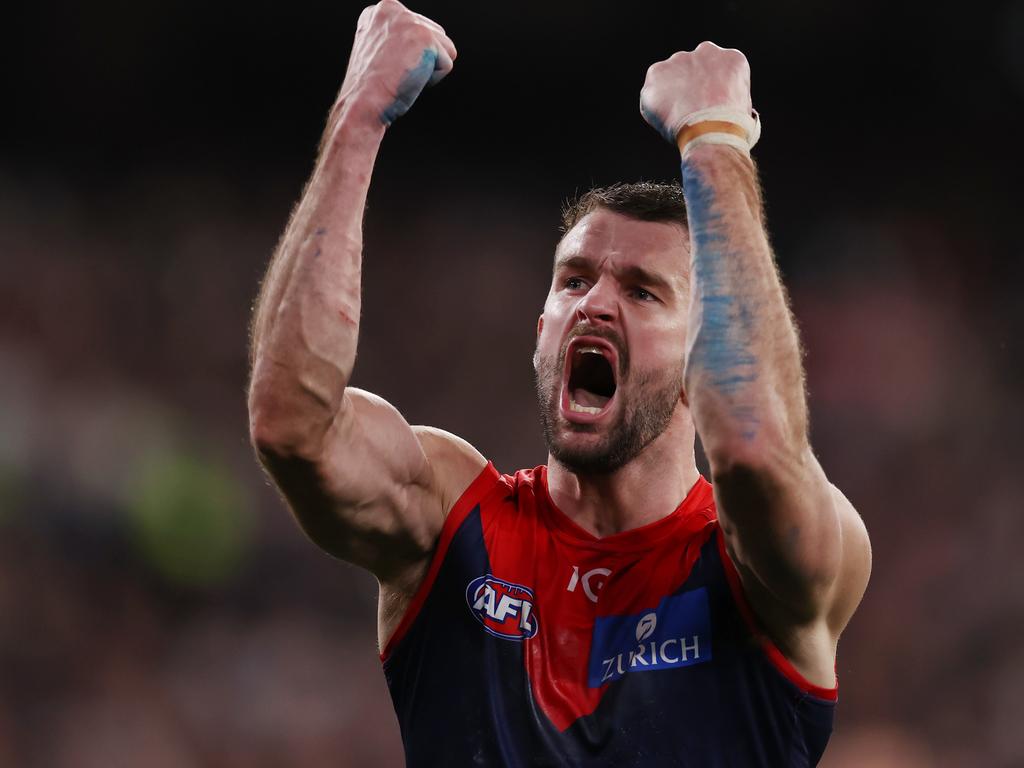 Joel Smith celebrates a goal in the 2023 finals series. Picture: Michael Klein.