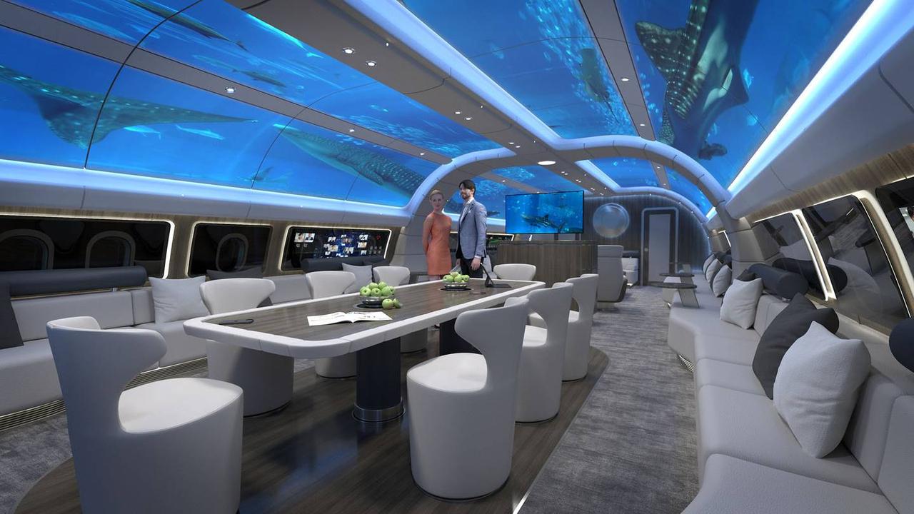 Virtual projections can produce an ever-changing wall design for the Explorer passengers.
