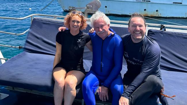 Angela Henson, Adrian Meyer and Nick Meyer at the Great Barrier Reef on a Reef Experience tour. Picture: Supplied