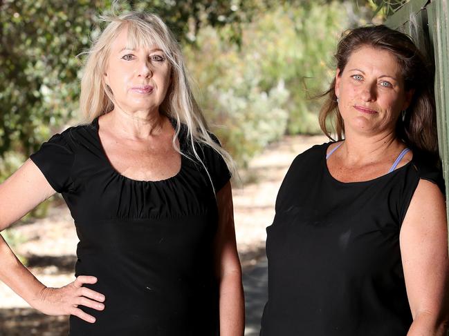 4/02/2019Meredith Campbell (white hair) and Amanda Schofield of Hillarys are both bank victims. Photographed in front of Meredith's rental in Joondalup.Pic Colin Murty The Australian