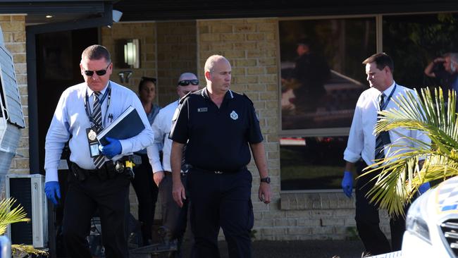 Police at Kelly Wilkinson’s home following the brutal killing. Pic: Steve Holland