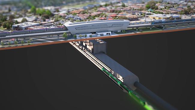 An artist's concept of how the Suburban Rail Loop will look above and underground. Picture: Suburban Rail Loop Authority