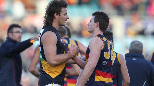 Ex-teammates Ivan Maric and Patrick Dangerfield.