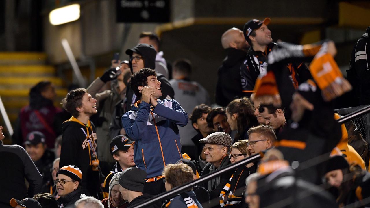 Wests Tigers fans during a game against Penrith Panthers in the 2021 NRL season. Picture: Gregg Porteous