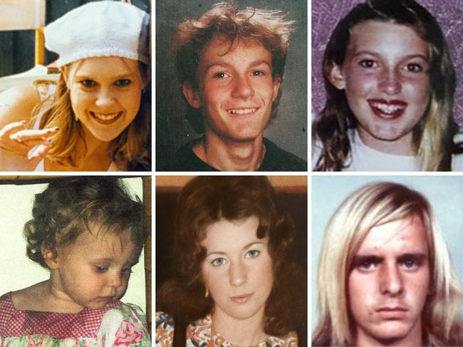 Six children victims of South Australian cold cases. Pictures: Supplied