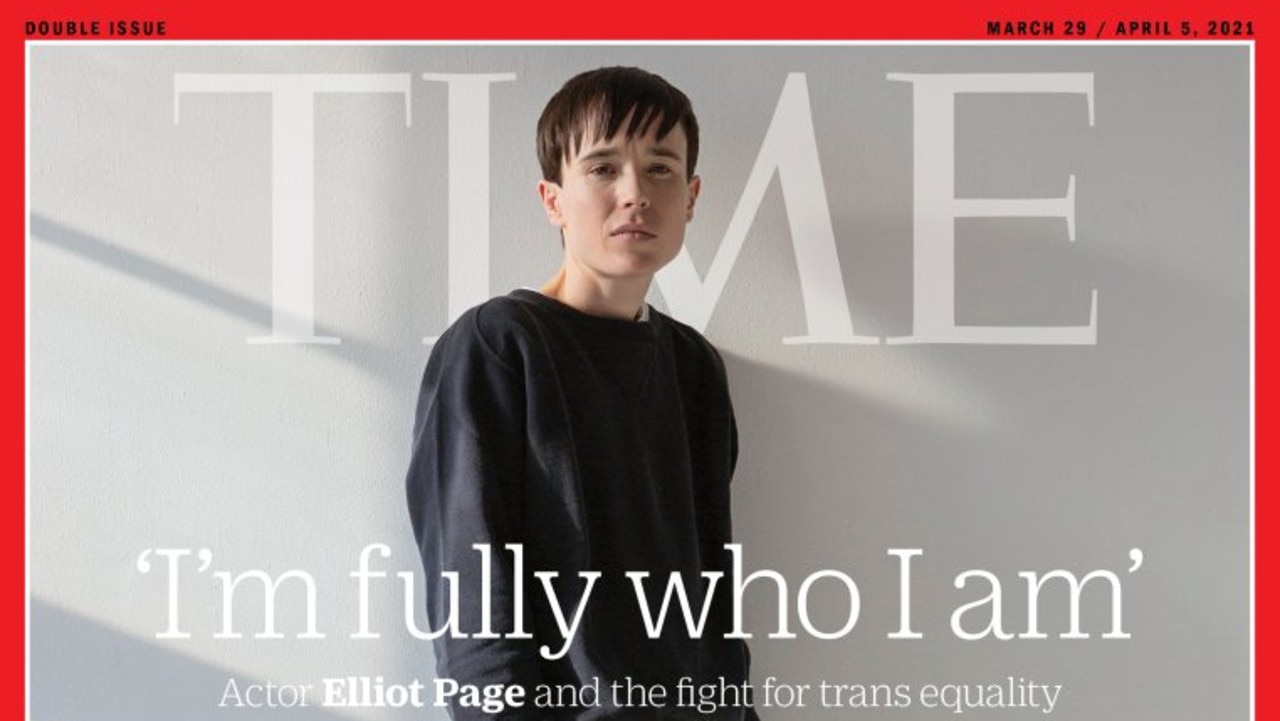 Elliot Page On March/April 2021 cover of Time Magazine. Picture: TIME