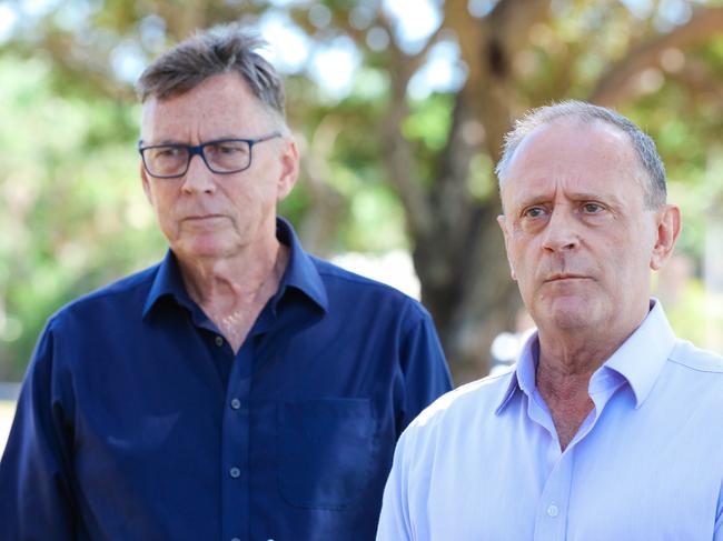 Territory Alliance Leader Terry Mills and Member for Fong Lim Jeff Collins launch the party's Medical Cannabis Policy.Picture GLENN CAMPBELL