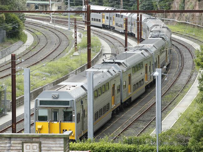 A train resting on the tracks close to Luna Park. Picture: David Swift