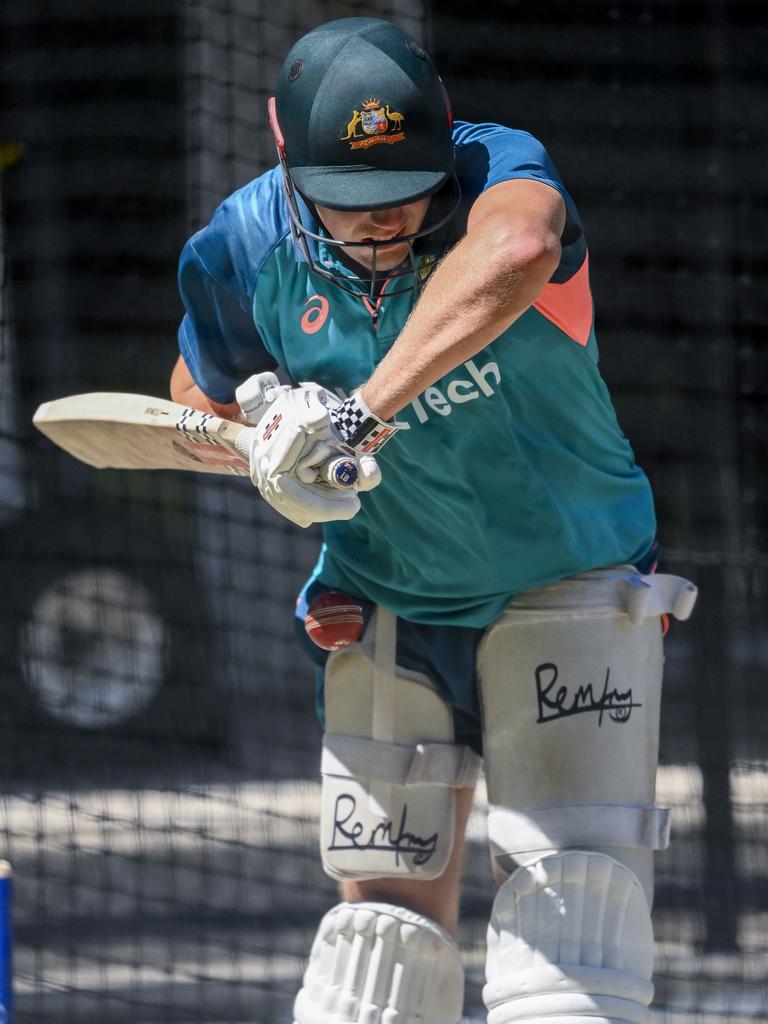 Cameron Green batting in the Adelaide Oval nets. Picture: Mark Brake/Getty Images