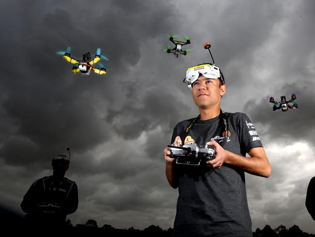 Drone racing events being organised at Llewellyn Park Drive in Wantirna South.Thomas Bitmatta 18 year old who is World Champion.Dad Paul contact 0408538225.Picture: Stuart Milligan