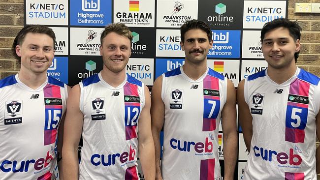 Frankston leaders in the Cure EB strip. Left to right: Ryley Stoddart, Trent Mynott, Will Fordham and Kai Owens.