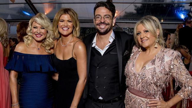 Sarah Harris with her Studio 10 co-hosts Kerri-Anne Kennerley, Joe Hildebrand and Angela Bishop at the 61st TV Week Logie Awards 2019. Picture: Jerad Williams