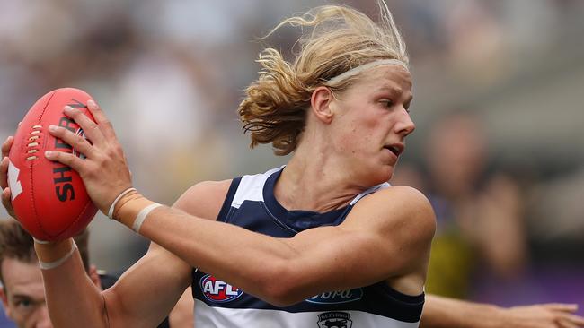 Youngster Sam De Koning impressed in the AAMI Community series for the Cats. (Photo by Graham Denholm/Getty Images)