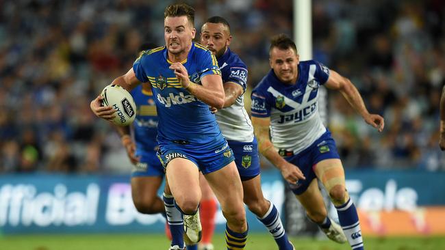 Clinton Gutherson and the Parramatta Eels cemented themselves in the NRL top eight with a 20-12 win against the Canterbury-Bankstown Bulldogs on Friday Picture: AAP Image/Dan Himbrechts