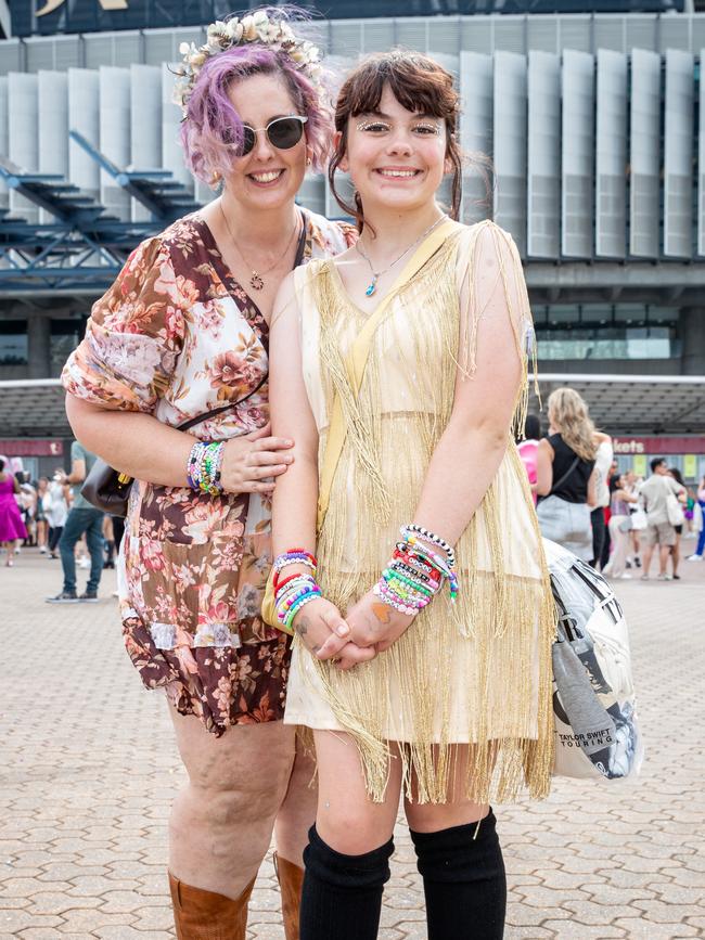 SYDNEY, AUSTRALIA - Daily Telegraph Photos February 26, 2024: Jessie and Lucy at Taylor Swift's The Eras Tour concert held at Accor Stadium in Sydney. Picture: Christian Gilles
