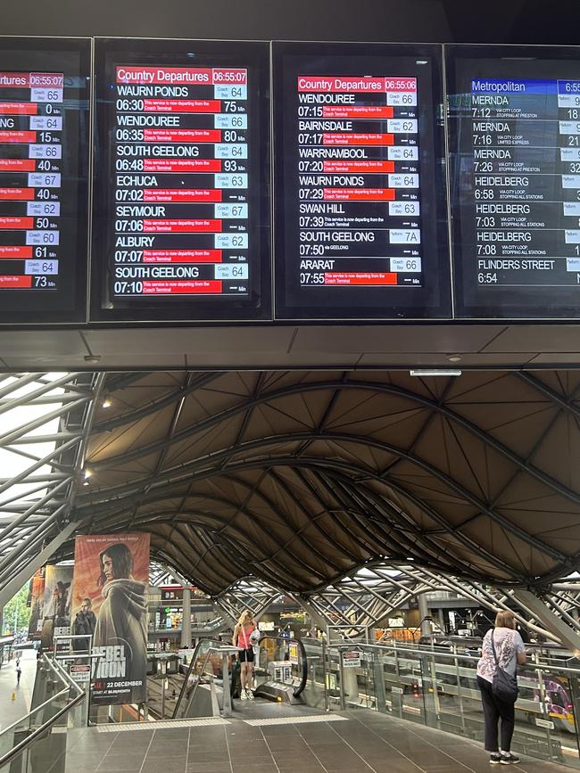 Southern Cross station during V/Line strike on Wednesday.