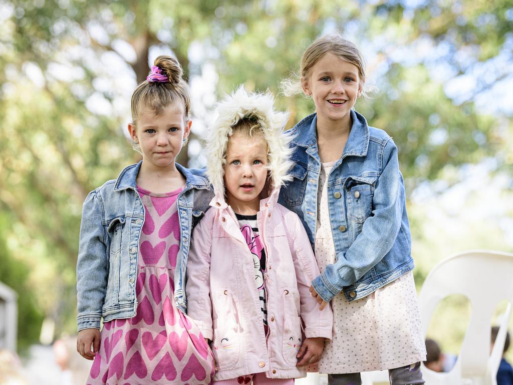 Sisters (from left) Savannah, Ayla and Charlotte Wright at the Hampton Festival, Saturday, May 17, 2025. Picture: Kevin Farmer