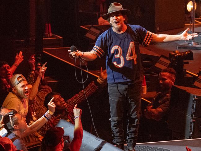 Eddie Vedder of Pearl Jam performs live on stage during the Dark Matter world tour at Madison Square Garden. Picture: Jim Bennett