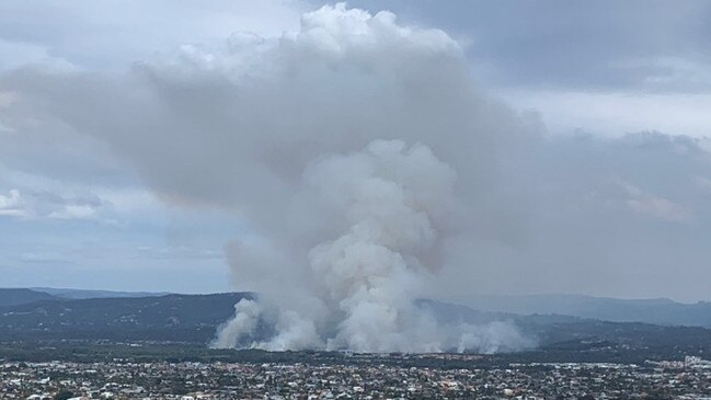 Smoke from a grass fire on the Gold Coast. Picture: John O'Brien.