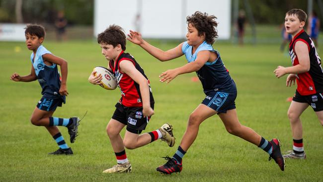 Under-10s compete in the first Darwin Buffaloes NTFL home game against Southern Districts at Woodroffe Oval. Picture: Pema Tamang Pakhrin