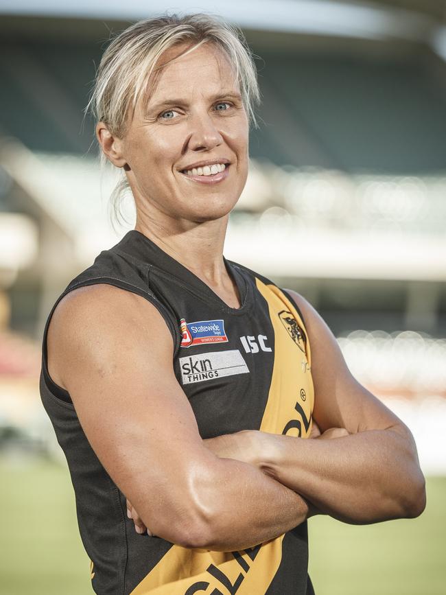 Glenelg captain Cassie Hartley will lead the Tigers in the opening round of the SANFL women’s competition. Picture: Mike Burton