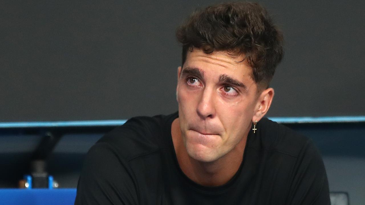 Thanasi Kokkinakis had tears in his eyes after his first round Australian Open win. (Photo by Mike Owen/Getty Images)
